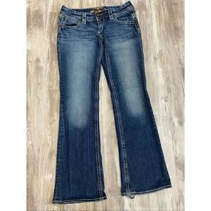 Maurice’s Bootcut Jeans Mid Rise Embroidered Women’s Junior’s Sz 7/8 Long